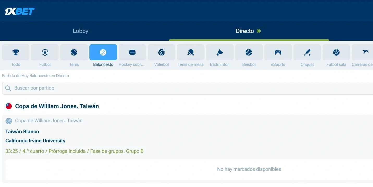 Experiencia LIVE de 1xBet con apuestas combinadas